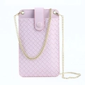 Mini sac pour téléphone rose à texture tisée avec bandoulière chaîne dorée - Rose