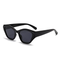 Modern angular cat-eye sunglasses with thick black frames and textured temple details - C1 Black Frame Black Grey