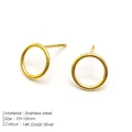 Pendientes de botón redondos minimalistas de 10mm en acero inoxidable chapado en oro 18K - Círculo Pulido Grande (YE15764)