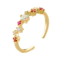 Anello regolabile in argento 925 dorato con vivaci zirconi cubici multicolore incastonati - Aperto (circa taglia US 7) / Oro