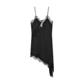 Vue détaillée de la bordure en dentelle noire sur une robe nuisette en satin - S / Noir