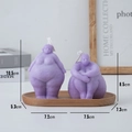 Lavender purple body sculpture candles on wooden tray with artistic home decor - Sitting Posture / Purple
