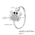 Anello a forma di granchio in acciaio inossidabile con zirconi brillanti regolabile - US 7 / Granchio Argento