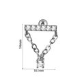 Boucle d'oreille papillon en acier argenté avec zircons cinq étoiles et chaîne pendante - #5 Chaîne Barre en V