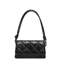 Classic black quilted underarm bag with elegant knotted strap and sleek flap design - Black