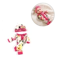 White baby doll romper with pink floral patterns and matching hat for 30cm dolls - White Floral Print Romper and Hat