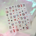 Autocollants nail art clown TL-407 adhésifs pour décorations de manucure DIY - Style Expression de Clown (TL-407) / Feuille d'argent mate + Strass à dos plat