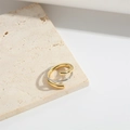 Abstract twisted open ring featuring intertwined gold and silver metal dual-tone design - Circular Style (JZ0527)