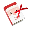 Detail der Weihnachtsgeschenkbox mit Weihnachtsmann-Design und einer roten Satinschleife - Rot Weihnachtsmann Stil A