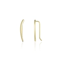 Macro view of minimalist golden S925 sterling silver curved geometric bar earrings - 925 Silver / 18K Gold