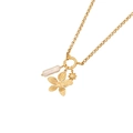 Collar de flor dorada con dije de estrella y perla rectangular en cadena de eslabones de oro - Estilo de Flor Estrella Perla Dorada(3#)