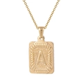 Collier en acier inoxydable plaqué or 18K avec pendentif carré et lettre A gravée - Style Lettre A Dorée (A)