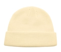 Creamy white ribbed knit beanie hat with cuffed edge in a retro docker cap style - Off White