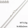 Zilveren roestvrijstalen visgraat ketting met karabijnsluiting 450x3mm - 450*3mm / Staalkleur