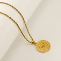 18K gold-plated zodiac pendant necklace with round medallion on twisted rope chain - Virgo