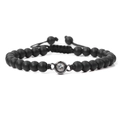 Bracelet pour homme en perles de pierre noire mate avec pierre de projection 100 langues - Dépoli