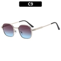 Small metal frame sunglasses with purple and blue gradient lenses and gold frames - Silver Frame Gray Blue Lens