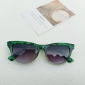 Fashionable oversized square sunglasses with green tortoiseshell frames and dark lenses - Bean Green