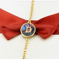 Bracelet plaqué or 18k avec incrustation de nacre abalone et pendentif lettre D - Lettre D