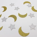 Goldene Mond und silberne Stern Pailletten mit Glitzer für Party-Dekorationen - Goldener Mond und Silberner Stern
