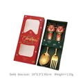 Set posate natalizie dorate in acciaio inox con renna 3D in confezione regalo rossa - Oro Stile G - 2Pezzi