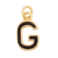 Golden letter G pendant with black enamel finish for necklace jewelry making - Black - Letter G