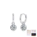 Pendientes de aro en plata S925 con colgantes de moissanita redonda brillante en plata - Plata 925 (1.00Ct x 2)