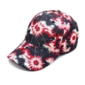 Detail of a tie-dye baseball cap featuring vibrant red and black floral patterns on cotton - M (56-58cm) / Red Black White Floral Tie-Dye (1#)