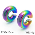 Rainbow hollow C-shape clip earrings in 18k gold titanium steel, size 30x10mm - Rainbow/Iridescent(KE111601-KFC)