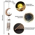Solar moon wind chime with crackle glass ball and metal tubes in 104cm length - Moon