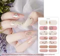 Floral nail polish wraps YS-012 with pink glitter and faux gemstone accents - YS-012 (White Marble Sequin)
