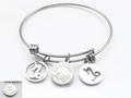 Silver Capricorn zodiac charm bracelet with adjustable coil and ambitious engraving - Silver Capricorn (KB88086-Z)