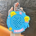 Creative blue magnetic bead drawing board keychain with cute lucky duck toy design - Blue