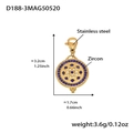 Golden stainless steel pendant with blue zircon stones for DIY enamel jewelry making - D188-3 Gold Zircon Pendant
