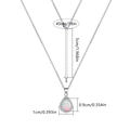 Teardrop opal pendant necklace with zircon halo and 18-inch chain size guide - White Gold