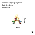 Pendente ad arco placcato oro 18K con zirconi colorati per creazione collane fai-da-te - Ventaglio Arcobaleno / P00070-K