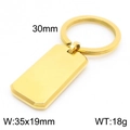 Polished gold rectangular pendant keychain with flat ring made of stainless steel - Gold Polished Rectangle Plate Style (KY1419-Z)