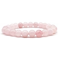 8mm rose quartz gemstone bead stretch bracelet for women with polished round natural crystals - Rose Quartz