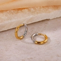 Modern two-tone gold and silver circular hoop earrings on a soft textured background - Inner Diameter 12mm / Two Colors