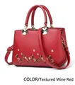 Floral wine red shoulder bag with embroidery and clover metal hardware detail - Small Floral Wine Red