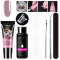 Set per unghie in gel da 7 pezzi con gel di estensione rosa da 15ml e strumenti - Rosa (PGP003)