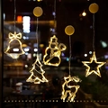 Warm white LED Christmas window suction lights featuring bell, tree, deer, star and snowman - Set 7 - 5 Styles
