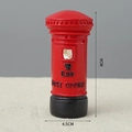 Detail view of a 9cm red vintage post office mailbox model with crown relief - Mailbox