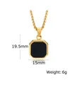 Men's square gold-plated necklace with black stone inlay, size 19.5mm by 15mm, 6g weight - Gold Acrylic (With Chain)
