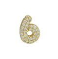 18k gold plated brass number 6 pendant with white zircon stones in pave setting - Number 6 / Gold