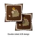 Detailansicht der doppelseitigen Weihnachts-Kissenhülle mit Vintage-Illustration und Struktur - CDR319-3 Vintage Mädchen Gießt Tee Ohne Kern / 45x45cm