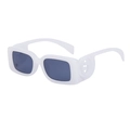 White square frame sunglasses with thick edges and dark grey lenses for fashion - Shiny White Gray Lens