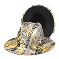 Cappello Fedora a tesa larga con motivo graffiti moderno e design tie-dye artistico - M (56-58cm) / Graffiti Tie-Dye Giallo