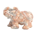 Natural small elephant statue with grey and orange-red marble patterns on white background - Red Network Stone / 1.5 Inches