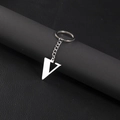 Polished silver stainless steel keychain featuring a capital letter V shaped pendant - Letter V